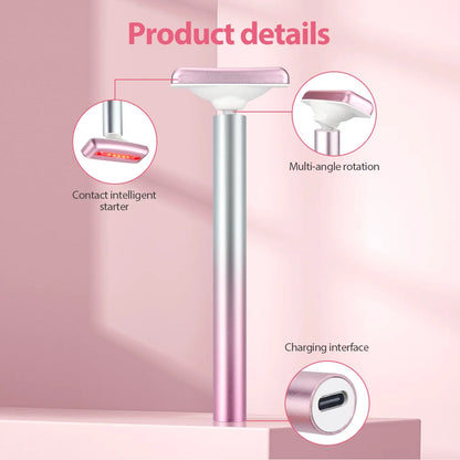 4in1 Eye Facial Massage Wand EMS Hot Compress Red Light Neck Face Vibration Lift Skin Rejuvenation Sculpting Firm Tighten Tool