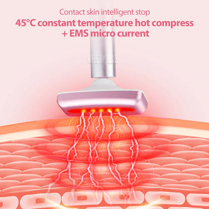 4in1 Eye Facial Massage Wand EMS Hot Compress Red Light Neck Face Vibration Lift Skin Rejuvenation Sculpting Firm Tighten Tool