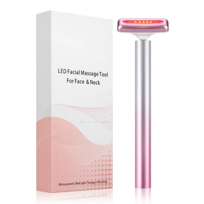 4in1 Eye Facial Massage Wand EMS Hot Compress Red Light Neck Face Vibration Lift Skin Rejuvenation Sculpting Firm Tighten Tool
